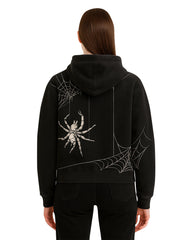Unisex Gothic Spider Hoodie – Black Web Streetwear Sweatshirt
