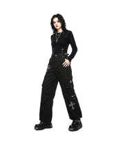 Womens Punk Pants – Black Wide Leg Cargo Pants