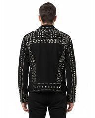 Black Studded Leather Moto Jacket