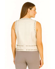 White Studded Leather Vest