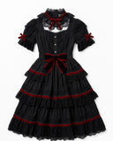 Gothic red riding hood Halloween costume set with dress cape and bag