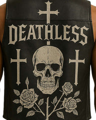 Deathless Skull Leather Vest