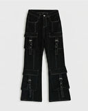 Teen Girl Contrast Stitch Black Jeans