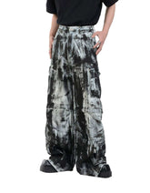 Men's gothic cargo pants with Trippprs Acid Dye smoky acid-wash finish and oversized baggy fit