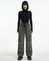 Cyber Goth Cargo Pants – Grey Gothic Trousers Unisex