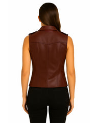 Maroon Leather Biker Vest