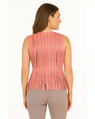 Studded Fringe Leather Vest Pink