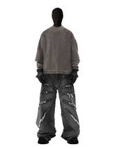 Men's gothic straight leg pants with raw edge hem, Trippprs Raw Edge minimalist design and premium fabric.