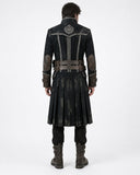 Men’s black pirate Halloween costume coat with gothic military and dark fantasy styling