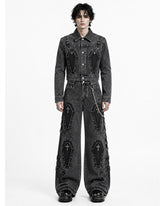 Coffin Pocket Denim Suit – Men’s Double Denim Jacket & Wide Leg Jeans Set