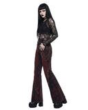 Flare pants women gothic bell bottom jeans side view on model