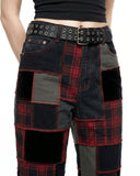 Women's Patchwork Plaid Pants | Alternative Wide Leg Trousers