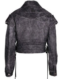 Distressed Black Cropped Leather Jacket