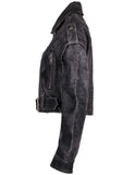 Distressed Black Cropped Leather Jacket