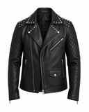 Black Studded Cowhide Motorcycle Jacket