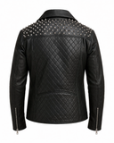 Black Studded Cowhide Motorcycle Jacket