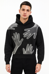Black Glow Hands Graphic Hoodie – Unisex Streetwear