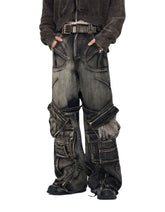 Zipper & Removable Pocket Work Jeans