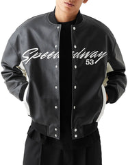 Leather Embroidered Baseball Jacket -  -  - Trippprs