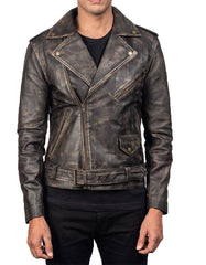 Men's Aged Leather Jacket -  -  - Trippprs