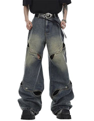 NOYMEI Men's Y2K Denim Jeans -  -  - Trippprs