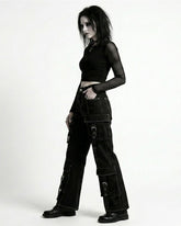 Teen Girl Contrast Stitch Black Jeans