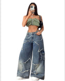Pentagram Patch Baggy Jeans – Women’s Streetwear