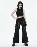 GENEMA women's Gothic wide leg cargo pants with chains and side zippers in edgy streetwear style