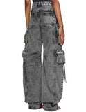 Phantom Rogue Cargo Jeans oversized distressed denim with gothic straps and cargo pockets for streetwear