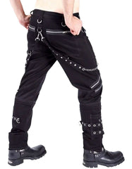 Men’s Gothic Punk Cargo Pants with zippered pockets and relaxed fit for streetwear goth style
