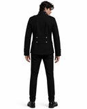 black mens military jacket slim fit structured design back view