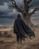 Men's gothic vampire cape shawl with hood and buckle strap closure