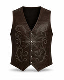 Star Studded Leather Vest – Brown Gothic Western Streetwear by TRIPPPRS