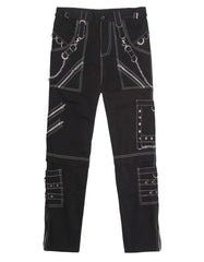 Men’s Gothic Punk Cargo Pants with zippered pockets and relaxed fit for streetwear goth style