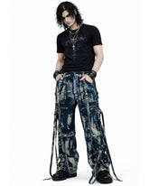 Bleached Blue Denim Cargo Pants