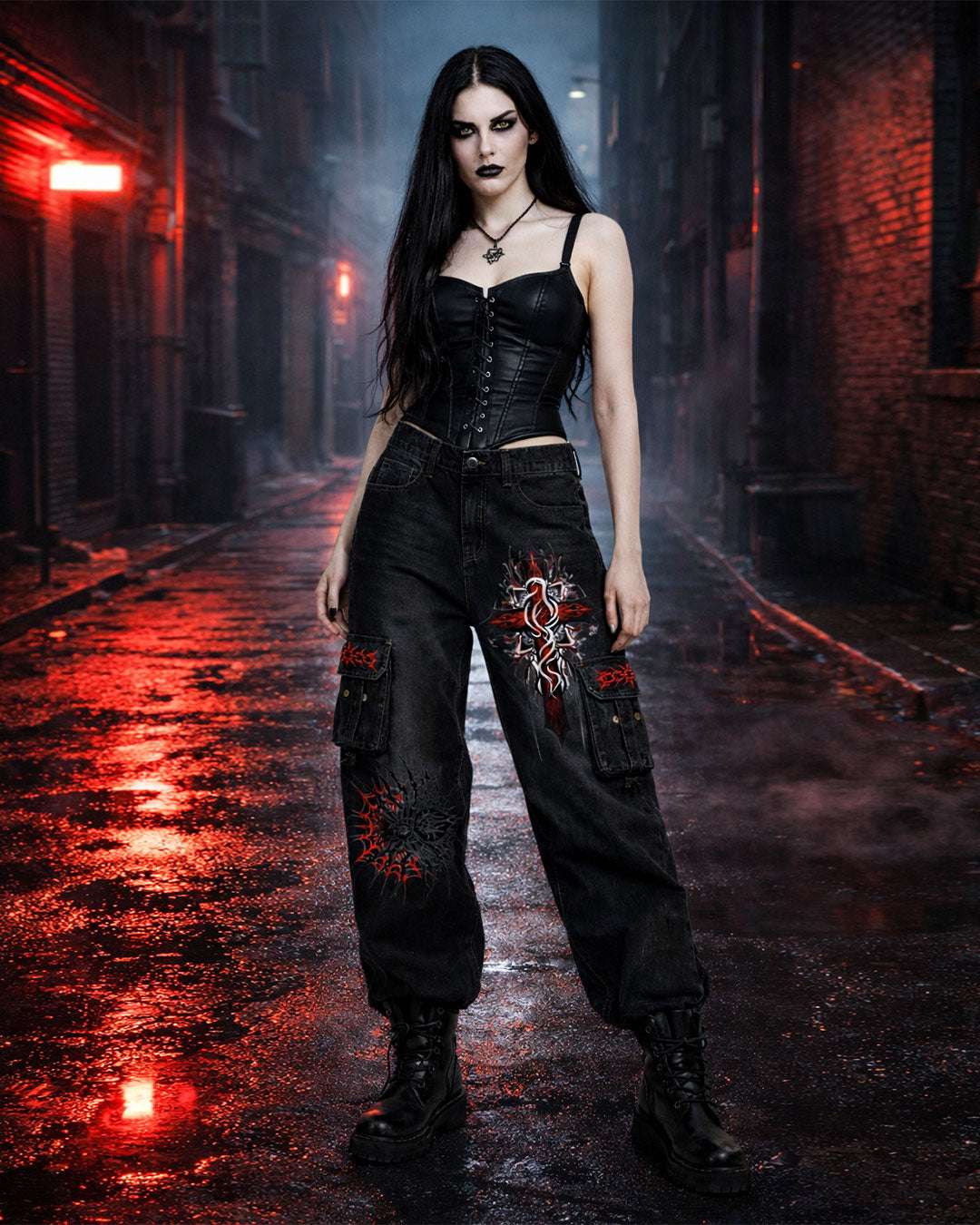 Denim cargo pants women