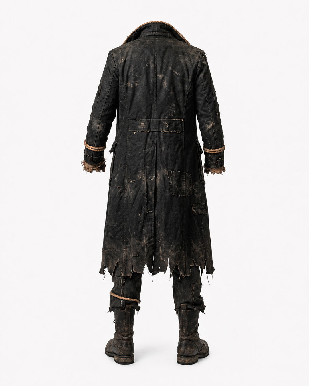 Men’s black pirate costume coat for Halloween cosplay and gothic events