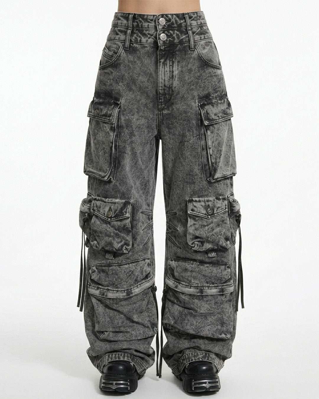 Phantom Rogue Cargo Jeans oversized gothic streetwear denim with multiple cargo pockets and strap details