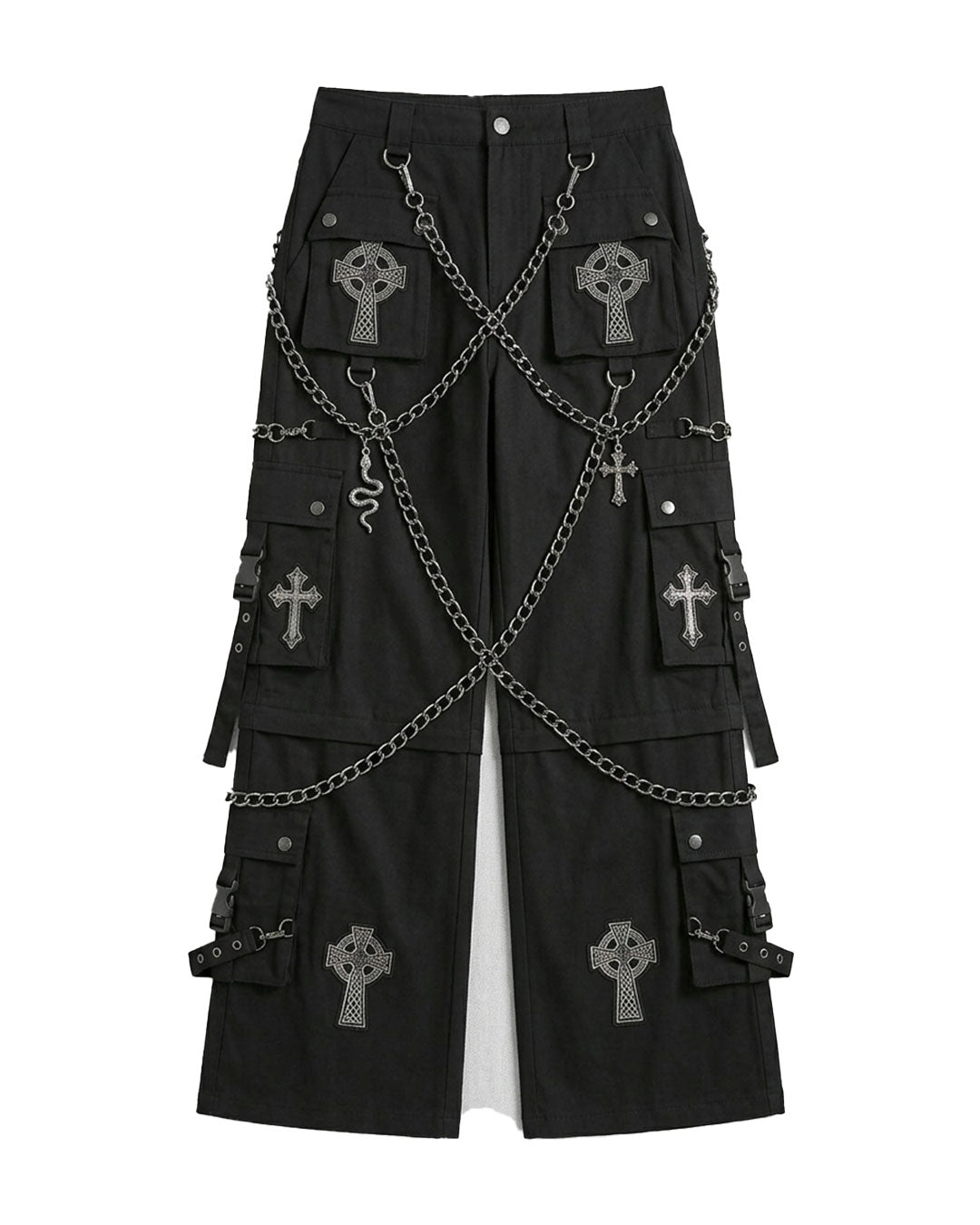 Women's Gothic Cross Chain Cargo Pants