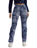 Women’s Cotton Blend Multi-Pocket Cargo Jeans