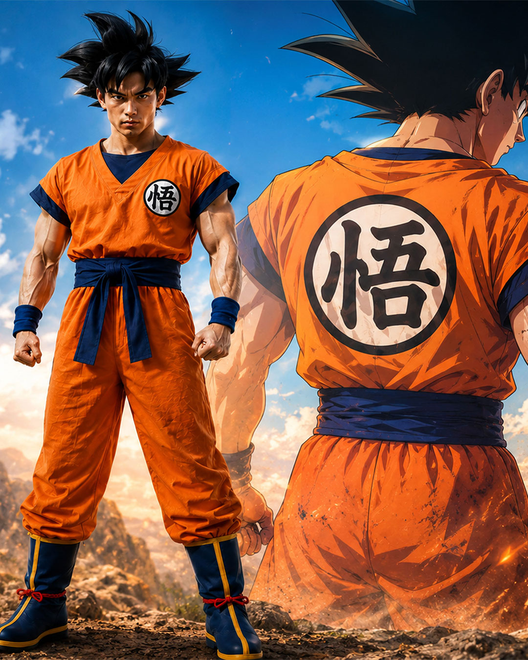 Orange Anime Martial Arts Cosplay Costume