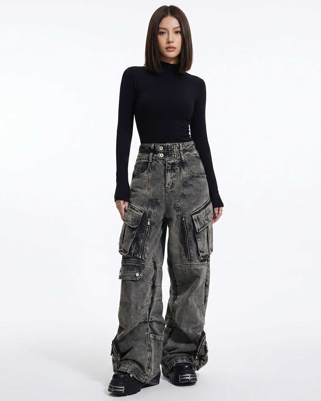 Midnight Rebel Cargo Jeans Legs Multi Pockets Unisex Pant's