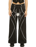 Spider Web Embroidered Baggy Jeans - American Streetwear Style for Women