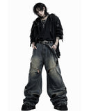 Oversized Distressed Wide Leg Denim Jeans