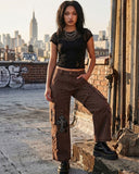 Brown Cargo Pants for Women | Wide Leg Cargo Pants