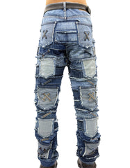 Patchwork Distressed Denim Jeans