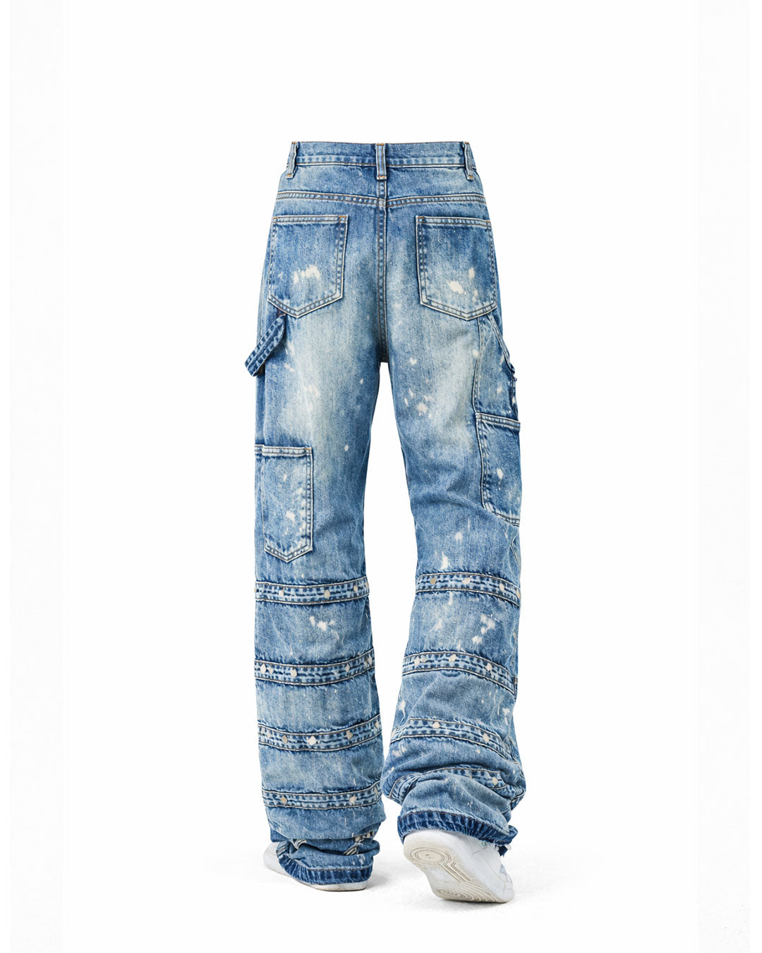 Men's Distressed Patchwork Denim Jeans