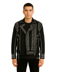 Black Studded Leather Moto Jacket