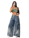 Pentagram Patch Baggy Jeans – Women’s Streetwear