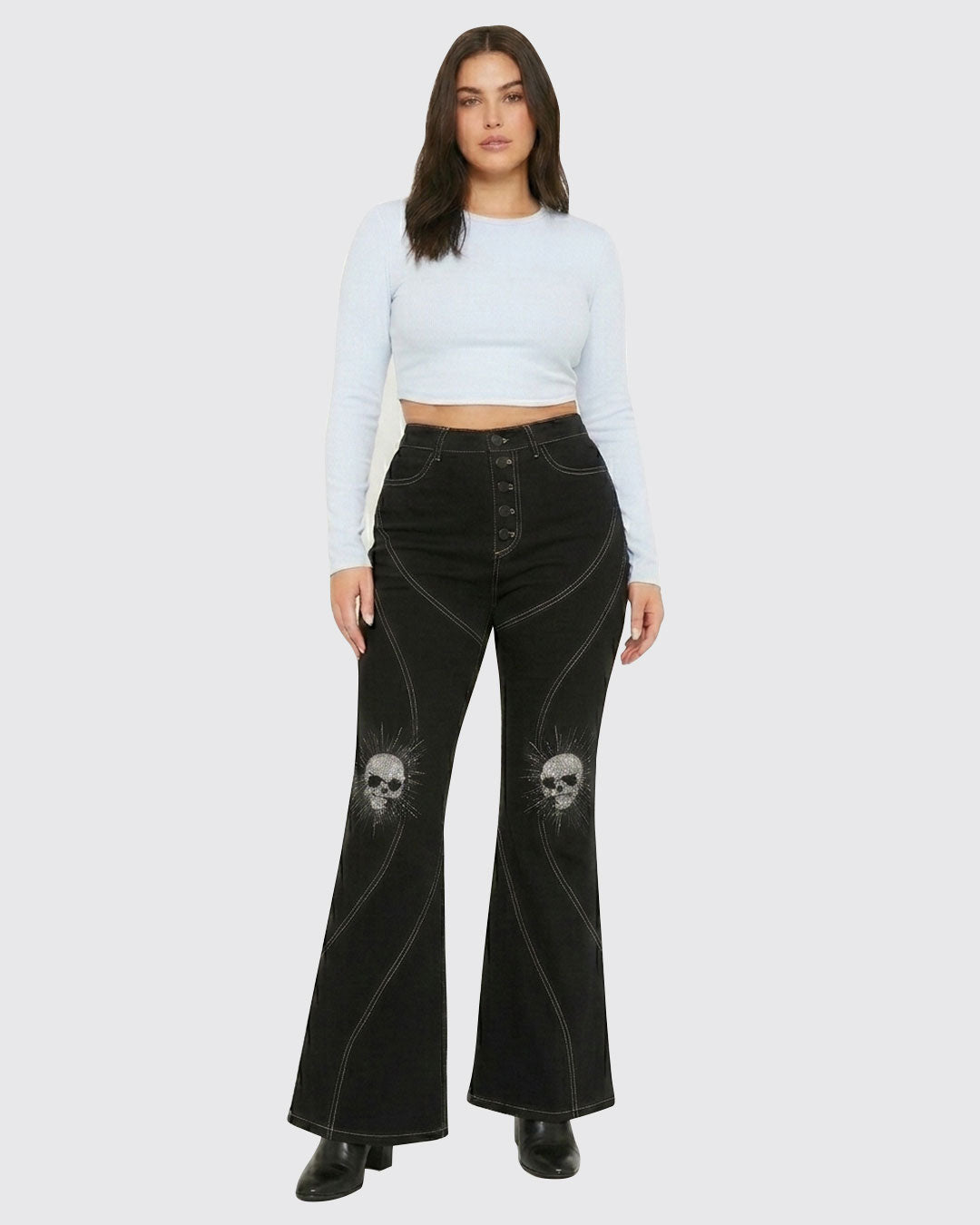 Black pants with skull designs